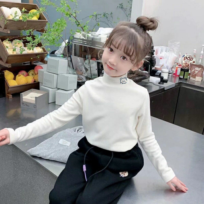 【送料無料】セール 1200円→780円 子供服 トレーナー 女の子 シャツ 長袖Tシャツ Tシャツ ロンt キッズ 子ども服 卒業式 フォーマル タートルネック トップス シンプル ハイネック プリンセス セレモニー かわいい シンプル くま 保育園 発表会 卒園式 セレモニー 春服
