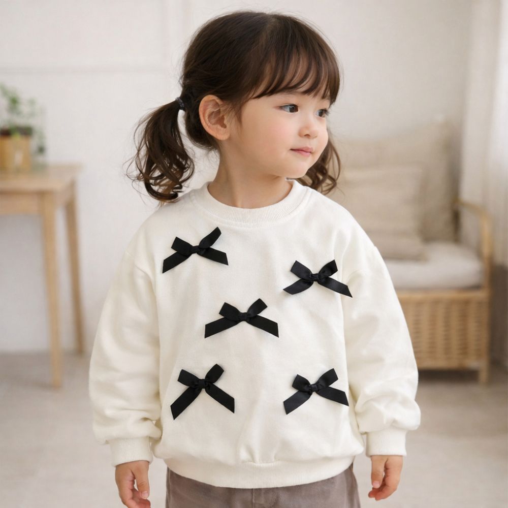Rakuten - トレーナー 女の子 リボン 子供服 子ども服 こどもふく キッズ おしゃれ かわいい セーター トップス フォーマル 春春春 秋 子供 子ども 外国人 スタイル 長袖 ガールス 90cm 110cm 120cm KOKO& ココアンド