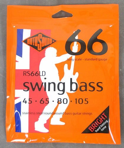 ロト・サウンドは1958年にイギリスで創業 された弦専門メーカーです。安定した品質 に定評があり、製造機械の開発から生産ま でをイギリス、ケント州の自社工場で一貫 しておこなっています。特にベース弦の知 名度は非常に高く、ビリー・シーンや、ジ ョンポール・ジョーンズ、スティーブ・ハ リスなどの世界のトップ・ベーシスト達に 愛用されています。このSwing Bass66シリ ーズは故ジャコ・パストリアスのフェイバ リット・ストリングスとして知られている ステンレス・ベース弦の傑作です。芯の通 った音として支持を得ている、代表的ラ ウンドワウンド弦です。 ゲージ 045.065.080.105.　