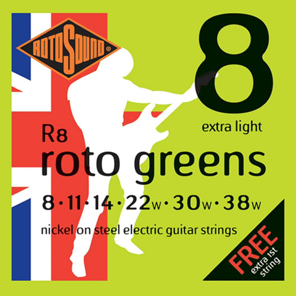 ROTO SOUND R8 Roto Greens Extra Light エレキギター弦【送料無料】【定形外郵便発送】