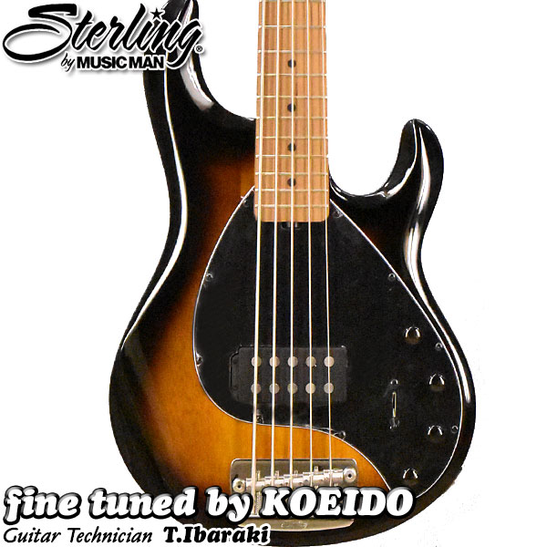 ミュージックマンのバイブをより手軽に多くのプレイヤーに感じてもらえるように誕生したブランド、スターリン！パーツからウッドマテリアルなど全ての品質にこだわり生産されています。こちらはあのスティングレイを基調としたモデルです。1ハムバッカー搭載で低域から高域までバランスの良い、パワフルなスティングレイのサウンドとフィーリングを継承しています。ネックと指板はローステッドメイプルを採用。3バンド・アクティブEQも装備し、幅広いサウンドメイクも可能。6ボルトネック・ジョイントやブリッジなども直系ならではの仕様。コストパフォーマンスに優れた1本です！当店で調整してお届け致します。こちらは5弦モデルです。オリジナル・ギグケース付き。 ボディ：Natoh ネック：Roasted Maple 指板：Roasted Maple PU：H - 1 Alnico Humbucker プリアンプ：3 band active preamp;vol,treble,mid,bass Switching：3-way Toggle Pickup Selector ブリッジ：Sterling by Music Man Designed Bridge Tuners：Open gear Scale Length 34” (86.4 cm) Neck Radius：12" (30.5cm) Frets：22 Frets, Medium ●付属品 ギグケース