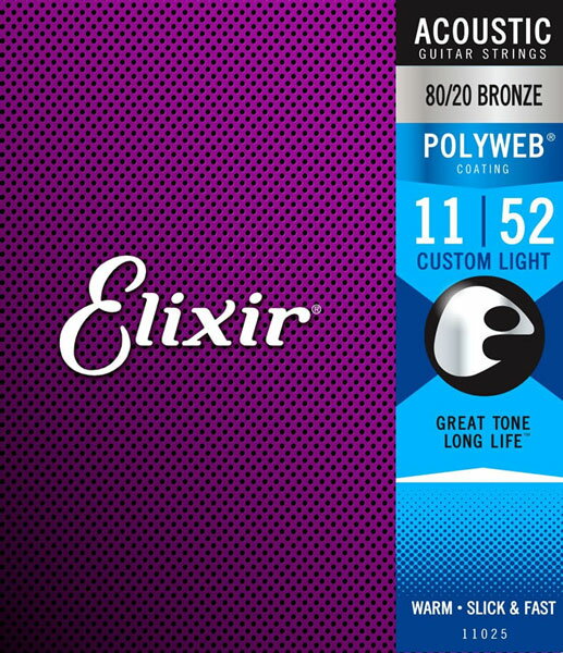 Elixir Bronze Acoustic Custom Light Gauge Polyweb #11025【送料無料】【定形外郵便発送】