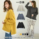 【1点2,576円!30%OFFクーポン利用で】 トレーナー レディース 春 夏 春夏 黒 チュニック トップス スウェット 長袖 カットソー 重ね着風 シンプ...