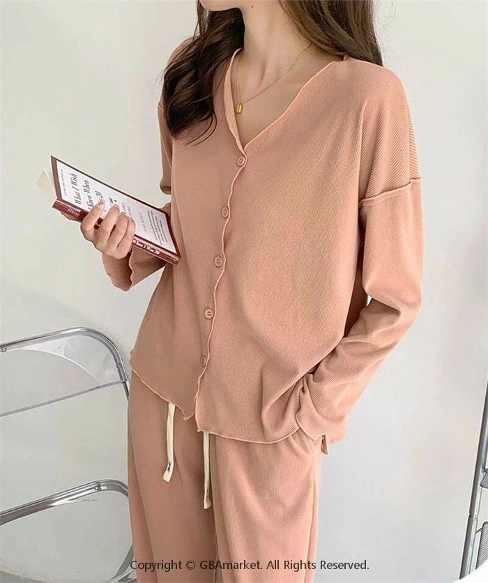 パジャマ 部屋着 ルームウェア レディース 春夏秋冬 混紡 セットアップ 上下セット リブ 長袖 長ズボン ルームウエア ロングパンツ 春夏 肌触りがよい セットアップ レディース シンプル 無地 かわいい リラックスウェア リブ