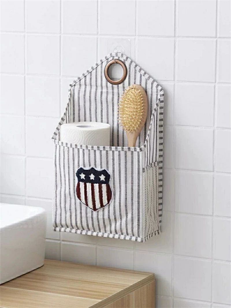 ウォールポケット 壁掛け 収納バッグ ベッドサイド 収納ポケット 小物入り 吊り下げラック ドア掛け 省スペース おしゃれ 大容量 学生 寮 寝室 浴室 小物入れ 布製 収納ケース 収納ポケット 吊り下げ ポーチ 仕切り 北欧 リモコ [3]