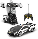ラジコンカー こども向け スタントカー 警察車 ロボットに変換 変形可能 リモコンカー デモモード 360°回転 操作時間45分 2.4GHz おもちゃ プレゼ...
