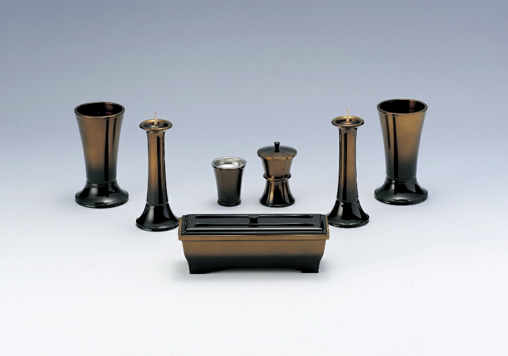 創価学会仏壇/創価学会仏具/仏具セット/高級銅製/華型4.5号コハク無地7点セット