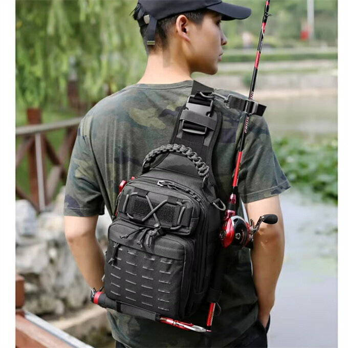男性用チェストストラップ付きタクティカルバックパック,キャンプ,アウトドア,ハンティング,ハイキング用バッグ,スポーツハンドバッグ,ショルダーストラップ,レーザー,ルアー