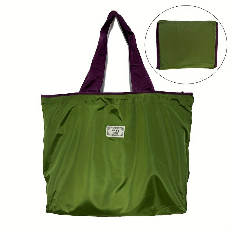 大容量折りたたみナイロン手提げバッグ、ドローストリングクロージャー付き、軽量ショッピング・旅行・..