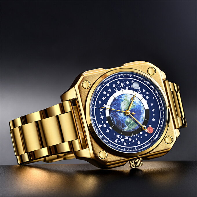 Lige-メンズラグジュアリークォーツ時計、ステンレススチールストラップ、防水、クリエイティブ、接眼レンズ、ビッグダイヤル、メンズ時計、防水、ビジネス、カジュアルファッション