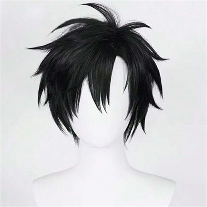 ブラック ショート ストレート ウィッグ アニメ ゲーム コスプレ 耐熱 パーティー 男女兼用 ウィッグ かつら カツラ つけ毛 うぃっぐ