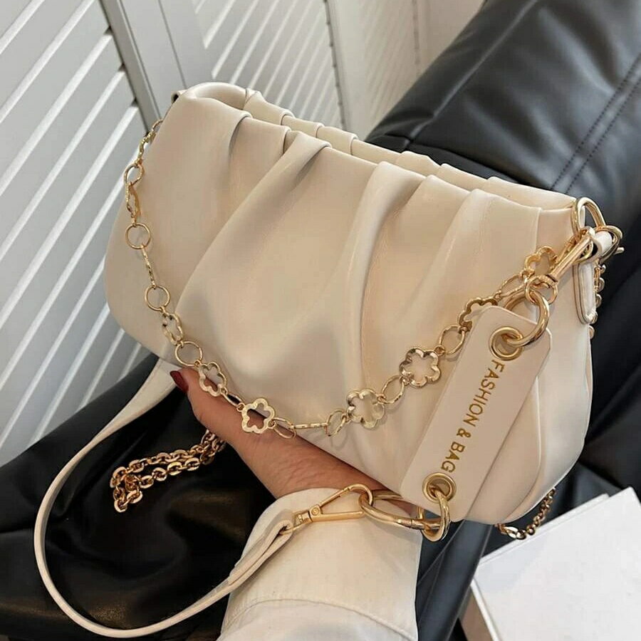 ファッション ルーズ 肩掛け バッグ クラウド ショルダーバッグ モワレ キーチェーン装飾付き 取り外し..