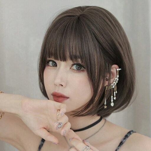 女性用ショートストレートレイヤードヘアウィッグ、前髪付き、クールブラウン、自然な外観、高品質な合成繊維、日常使用やパーティに最適、初心者向け、長さ12インチ / 31 cm 女性用ショートストレートレイヤードヘアウィッグ、前髪付き、クールブラウン、自然な外観、高品質な合成繊維、日常使用やパーティに最適、初心者向け、長さ12インチ / 31 cm