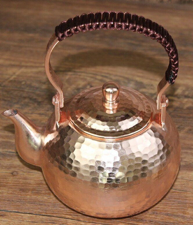 銅瓶 ケトル 700ML 銅ティーポット湯沸かし 湯沸 槌目 急須 水注し 水差 水指 薬缶 ヤカン ハンドメイ..