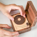 黒膠レコード風オルゴール|天然ウォールナット製|選べる3曲|手作り×レトロギフト|音楽と共に過ごすひとときに ウォールナット 木製ギフト 誕生日 記念日 レトロ...