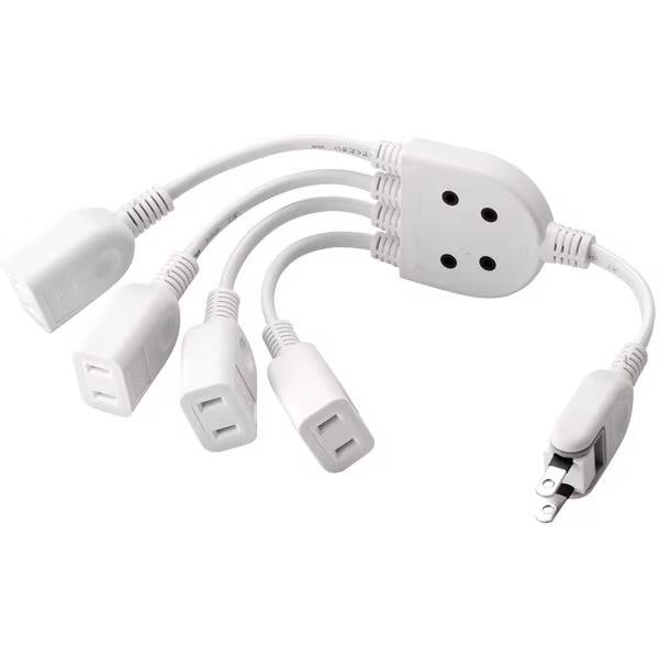 エレコム ELECOMACアダプタを4個繋げるケーブル 0.2m ホワイト T-ADR4WH 送料無料・返品不可
