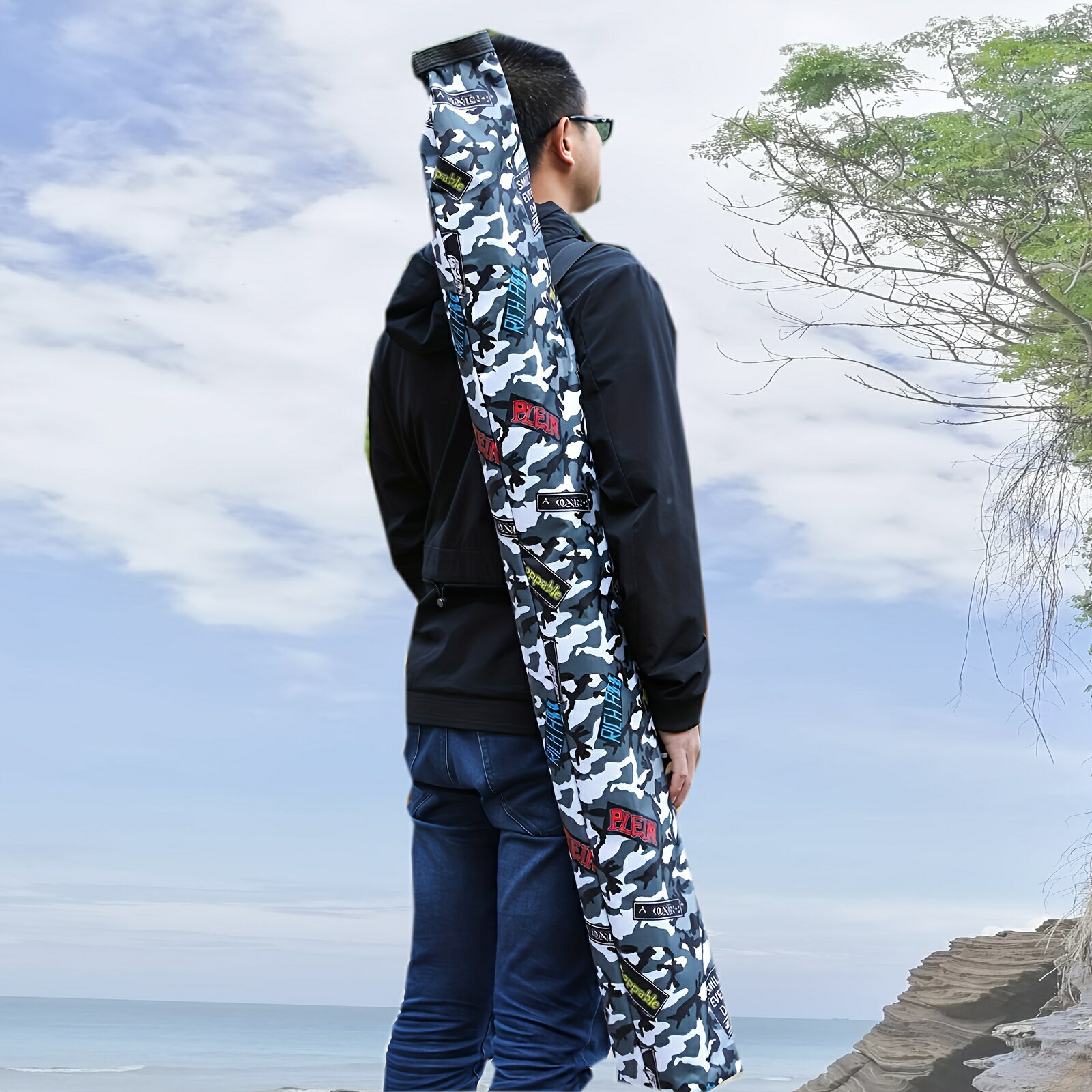 折りたたみ 大容量 フィッシングタックルバッグ 140x20cm 伸長 ロッドバッグ マルチコンパートメント ..