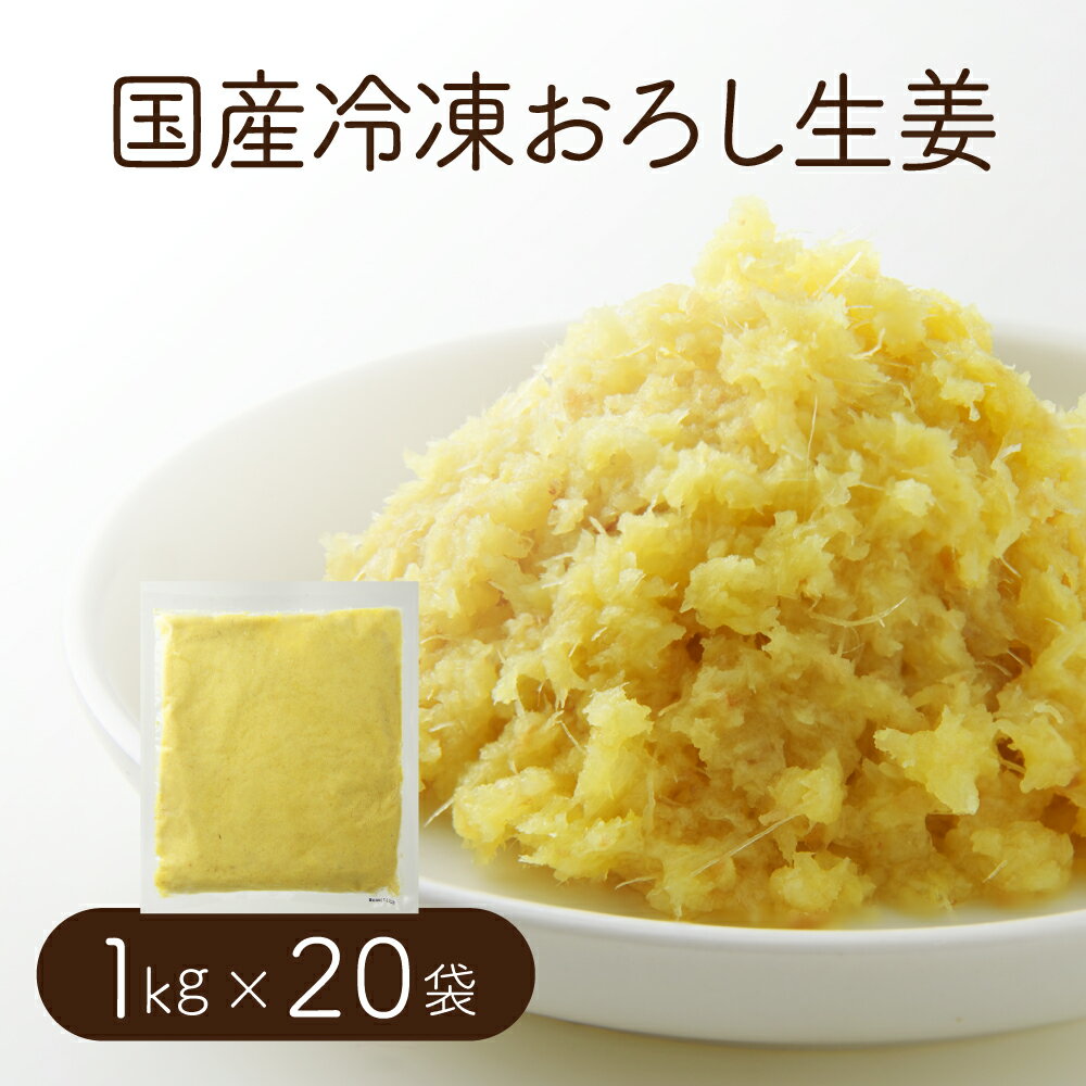 【送料無料】 【冷凍便】 【他商品同梱不可】 国産冷凍おろし生姜 1kg×20袋 【業務用】 【まとめ買い】..