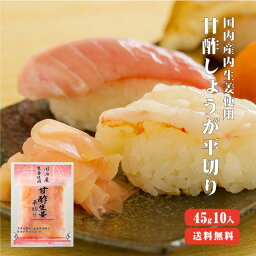 【送料発生】 国産生姜使用 甘酢しょうが平切リ 45g×10 甘酢 ガリ スライス 無着色 合成保存料 不使用 生姜 しょうが ショウガ 国産