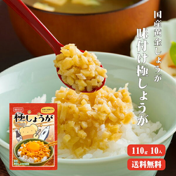 【送料無料】 サクサク味付け極しょうが 110g×10 ふりかけ ご飯のお供 酢しょうが おかず生姜 万能調味料 生姜 しょ…