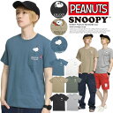 【メール便で送料無料】 PEANUTS(ピーナッツ) 半袖 Tシャツ メンズ SNOOPY スヌーピー ポケット付き プリント クルーネック カットソー キャラクター アニメ グッズ かわいい トップス プリントTシャツ ユニセックス フライングエース ジョークール ストリート系