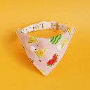 【赤と黄色のすいかのバンダナ(ピンク)】 首輪用バンダナ 猫用 首輪にプラス 犬用も可 ワンタッチバンダナ ハンドメイド オーダーメイド こげねこ ねこ ペット...