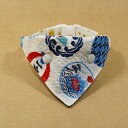 【浴衣みたいな富士山のバンダナ(白)】 首輪用バンダナ 猫用 首輪にプラス 犬用も可 ワンタッチバンダナ ハンドメイド オーダーメイド こげねこ ねこ ペット用品 猫首輪 リップル 和