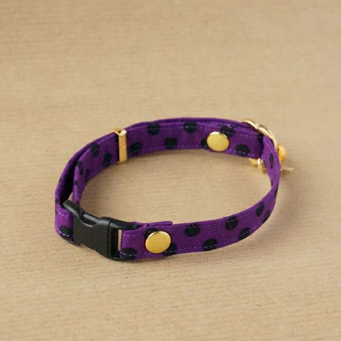 【ドットの首輪（ハロウィン・パープル）】 / 3サイズから選べる / 猫用首輪 / 鈴の有無も選べる / 自由に選べるパーツ / 安全首輪 / ハンドメイド / オーダーメイド / こげねこ / ねこ / ペット用品 / 猫首輪