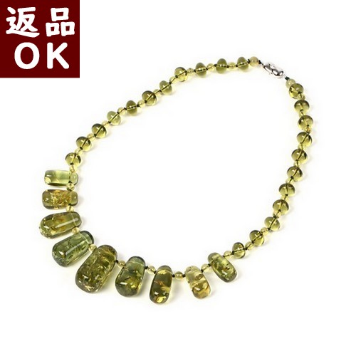 ＼最大30％OFFクーポン／琥珀 ネックレス カリビアングリーンアンバー 50cm 逸品 カリブ産 琥珀屋 送料無料 ハンドメイド 手作り パワーストーン 天然石 ギフト