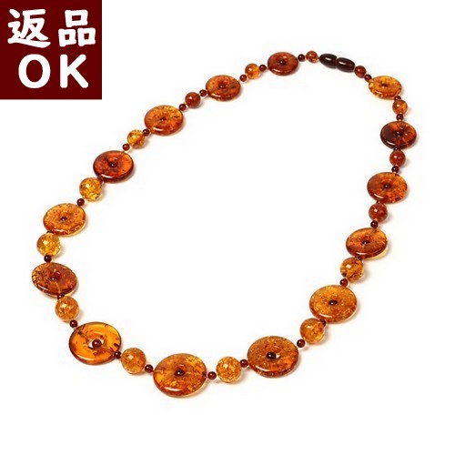樂天商城 - ＼4/15限定！全品P5倍＆最大20％OFFクーポン／琥珀 ネックレス イエローアンバー ドーナツ 77cm バルト産 琥珀屋 送料無料　ハンドメイド 手作り パワーストーン 天然石 ギフト