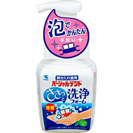 【商品特徴】 ●泡で包んで手洗いする、ポンプタイプの入れ歯洗浄剤です ●水洗いでは落ちない油汚れなどをスッキリ落とします ●さわやかなミントの香りでお口スッキリ ●食後やおでかけ前のささっと洗いに便利です ●約300回プッシュできます 【ご注意】 ※パッケージデザイン等が予告なく変更される場合もあります。 ※商品廃番・メーカー欠品など諸事情によりお届けできない場合がございます。 製造、販売元：小林製薬株式会社 商品に関するお問い合わせ先 電話：0120-5884-05 受付時間／平日9:00〜17:00 （土日祝除く）広告文責：有限会社シンエイ 電話：077-545-0252