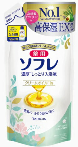 【医薬部外品】薬用ソフレ 濃厚しっとり入浴液 リラックスサボンの香り つめかえ用 400ml