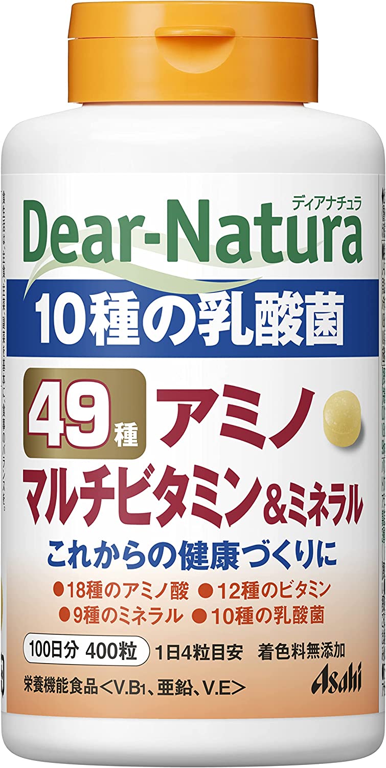 【商品特長】 ●49種の成分を配合 ●毎日続けやすい、飲みやすい粒。 ●品質のこだわり 着色料無添加・厳選した原料・国内工場生産 ●国内自社工場の一貫管理体制 ●1日4粒で手軽に摂取。 　 【召し上がり方】 ・1日4粒を目安に、水またはお湯とともにお召し上がりください。 【保健機能食品表示】 ・ビタミンB1は炭水化物からのエネルギー産生を助ける栄養素です。 ・亜鉛は、味覚を正常に保つのに必要で、たんぱく質・核酸の代謝に関与して、健康の維持に役立つ栄養素です。 ・ビタミンB1及び亜鉛は、皮膚や粘膜の健康維持を助ける栄養素です。 ・ビタミンEは、抗酸化作用により、体内の脂質を酸化から守り、細胞の健康維持を助ける栄養素です。 区分：食品 【ご注意】 ※パッケージデザイン等が予告なく変更される場合もあります。 ※商品廃番・メーカー欠品など諸事情によりお届けできない場合がございます。 販売元：アサヒグループ食品株式会社 商品に関するお問い合わせ先 電話：0120-630611 受付時間／平日10:00〜16:00 （土日祝除く） 広告文責：有限会社シンエイ 電話：077-545-0252