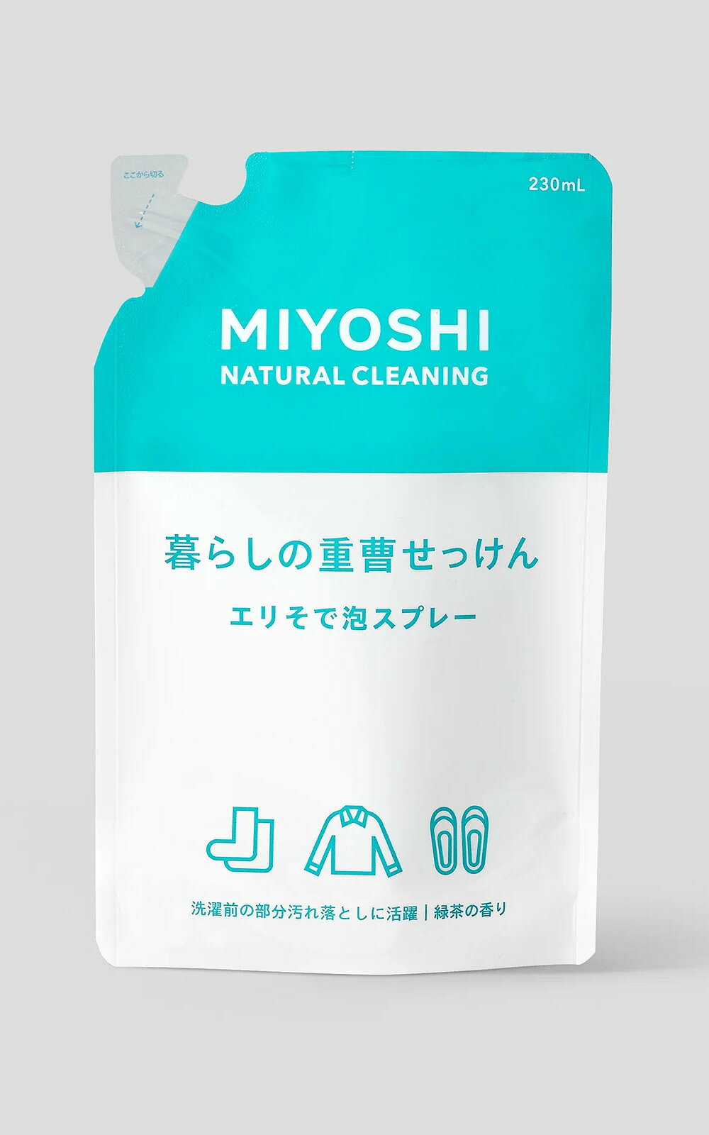 【商品特徴】 主成分は天然素材生まれの石けんと重曹だから、手で洗っても肌におだやか。 色柄物や生成りの物にも安心してお使いいただけます。 緑茶のほのかな香り付きでお洗たく時間も爽やかに。 【成分】 純石けん分（13％　脂肪酸カリウム）、アルカリ剤（重曹） 製造、販売元：ミヨシ石鹸株式会社〒130-0021 東京都墨田区緑3-8-12 お問い合わせ先ミヨシ石鹸株式会社&nbsp;お客様相談室 電話番号：03-3633-6961 (受付時間&nbsp;&nbsp;平日9:00〜17:00） 住所：〒130-0021 東京都墨田区緑3-8-12 広告文責：有限会社シンエイ 電話：077-545-0252　