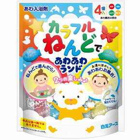 商品説明 ●カラフルなねんどとふわふわ泡のあわぶろで遊べる、1つで2回楽しい入浴剤です。 ●大切な親子のバスタイムを楽しくさせます。 ●いちごの香り、ソーダの香り、りんごの香り、みかんの香り（各1袋入）。 ●各香り1袋分（15g）であわぶろ...