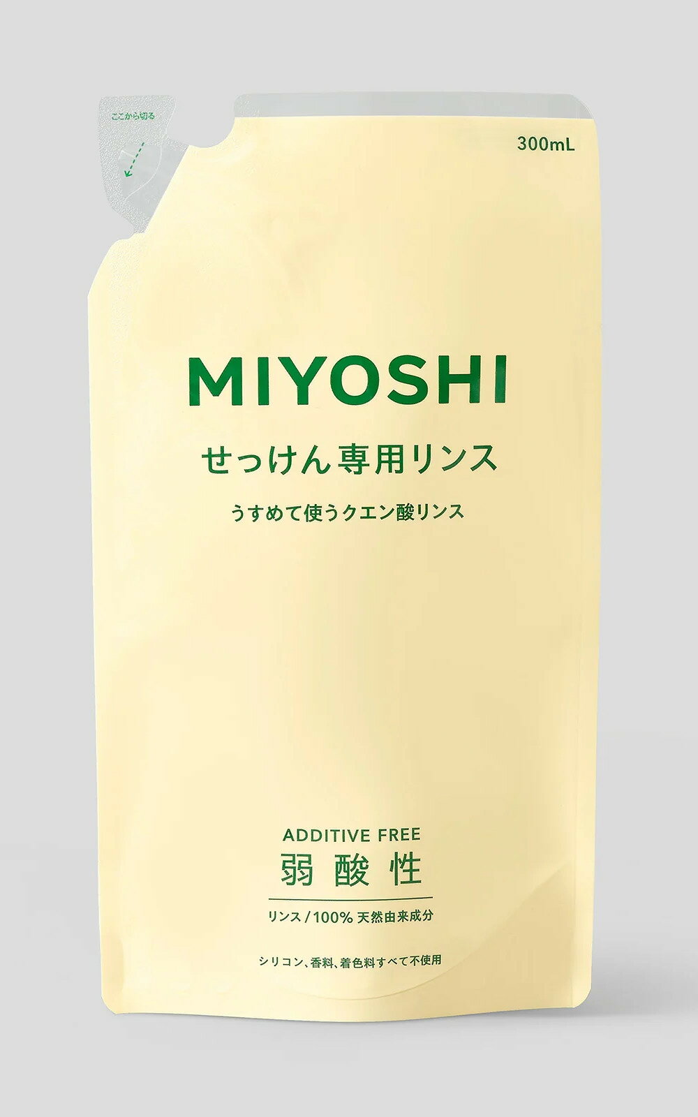 無添加せっけん専用リンス 詰替用 300ml【ミヨシ石鹸】