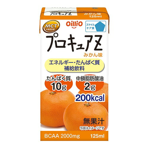 製品の特徴 ●エネルギーとたんぱく質をおいしく補給できるバナナ味のスマイルケア食「青」マークの飲料です。 ●1本でエネルギー200kcal、たんぱく質10g、MCT(中鎖脂肪酸油)2gが補給できます。 ●また話題のアミノ酸 BCAA2000mg、鉄7mg、亜鉛7mg、ビタミンC300mgも含有。 ●手軽においしく「食べたい」「食べてほしい」をサポートします！ ※MCT（中鎖脂肪酸油）は、一般的な植物油と比べて、「消化・吸収がよい」「エネルギーになりやすい」という特長を持っています。 原材料名 マルトオリゴ糖（国内製造）、デキストリン、大豆たんぱく、食用油脂（菜種油、MCT（中鎖脂肪酸油））、砂糖、酵母／カゼインNa（乳由来）、ビタミンC、香料、乳化剤、着色料（カロチン、パプリカ色素）、クエン酸鉄Na ※パッケージデザイン等が予告なく変更される場合もあります。 ※商品廃番・メーカー欠品など諸事情によりお届けできない場合がございます。 販売元：日清オイリオグループ株式会社 所在地：〒104-8285 東京都中央区新川一丁目23番1号 商品に関するお問い合わせ先 電話：0120-016-024 受付時間／平日9:30〜17:00 （土日祝除く） 広告文責：有限会社シンエイ 電話：077-545-0252