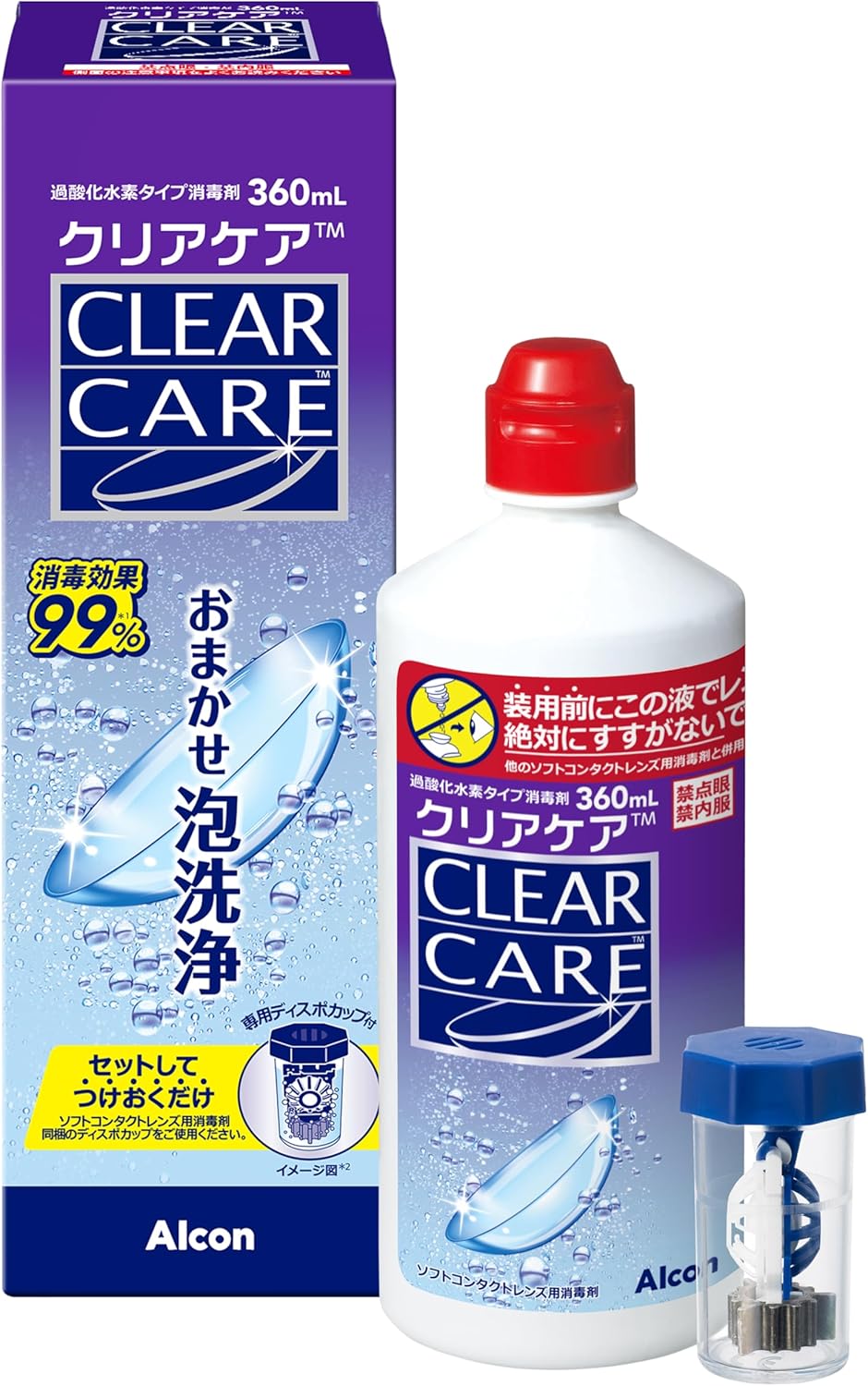 製品の特徴 ●高い消毒効果 過酸化水素と独自の消毒・洗浄効果でレンズについた細菌・アカントアメーバをしっかり消毒。 ●はじける泡で、しっかり洗浄> 独自のシステムで泡洗浄、レンズの汚れを除去します。 タンパク質や脂質汚れだけでなく、花粉・黄砂もしっかり落とします。 ●中和剤・錠剤不要　シンプルケア ホルダーにセットして、5秒すすいで、つけておくだけで自動的に消毒・泡洗浄・中和が完了する、おまかせシステム。 ●防腐剤フリー 防腐剤フリーで目にやさしい。 ●すべてのソフトコンタクトレンズ（グループI〜IV）にお使いいただけます。 ※パッケージデザイン等が予告なく変更される場合もあります。 ※商品廃番・メーカー欠品など諸事情によりお届けできない場合がございます。 販売元：日本アルコン株式会社 所在地：〒105-6333 東京都港区虎ノ門1丁目23番1号 虎ノ門ヒルズ森タワー 商品に関するお問い合わせ先 電話：0120-389-103 受付時間／平日9:00〜20:00 （土日祝除く） 広告文責：有限会社シンエイ 電話：077-545-0252