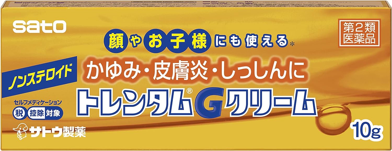 製品の特徴 ●抗炎症成分ウフェナマート，グリチルリチン酸二カリウムに，かゆみを抑えるリドカイン，クロルフェニラミンマレイン酸塩，皮膚の血行を促すトコフェロール酢酸エステルを配合した鎮痒消炎薬で，かゆみ，皮膚炎，しっしんなどにすぐれた効果を発揮します。 ●べとつかず，のびがよく，塗った後も目立たない使いやすいクリームです。 使用上の注意 ■相談すること 1．次の人は使用前に医師、薬剤師又は登録販売者にご相談ください 　（1）医師の治療を受けている人。 　（2）薬などによりアレルギー症状を起こしたことがある人。 　（3）湿潤やただれのひどい人。 2．使用後，次の症状があらわれた場合は副作用の可能性がありますので，直ちに使用を中止し，この文書を持って医師，薬剤師又は登録販売者にご談ください [関係部位：症状] 皮膚：発疹・発赤，かゆみ，はれ，刺激感（ヒリヒリ感），熱感，乾燥感 3．5〜6日間使用しても症状がよくならない場合，また症状の悪化がみられた場合は使用を中止し，この文書を持って医師，薬剤師又は登録販売者にご相談ください 効能・効果 皮膚炎，かぶれ，湿疹，かゆみ，おむつかぶれ，ただれ，あせも 用法・用量 1日数回，適量を患部に塗布します。 用法関連注意 （1）定められた用法・用量を厳守してください。 （2）小児に使用させる場合には，保護者の指導監督のもとに使用させてください。 （3）目に入らないように注意してください。万一，目に入った場合には，すぐに水又はぬるま湯で洗ってください。 　なお，症状が重い場合には，眼科医の診療を受けてください。 （4）外用にのみ使用してください。 （5）患部を清潔にしてから，使用してください。 成分分量 1g中 成分 分量 ウフェナマート 50mg リドカイン 10mg クロルフェニラミンマレイン酸塩 10mg 酢酸トコフェロール（酢酸トコフェロール） 5mg グリチルリチン酸二カリウム 5mg 添加物 流動パラフィン，グリセリン，ステアリン酸，ステアリルアルコール，ステアリン酸グリセリン，ステアリン酸マクロゴール，パラベン 保管及び取扱い上の注意 （1）直射日光の当たらない湿気の少ない涼しい所に密栓して保管してください。 （2）小児の手の届かない所に保管してください。 （3）他の容器に入れ替えないでください。 　（誤用の原因になったり品質が変わるおそれがあります。） （4）使用期限をすぎた製品は，使用しないでください。 （5）初めて使う方は試し塗りをおこなってください。 消費者相談窓口 会社名：佐藤製薬株式会社 問い合わせ先：お客様相談窓口 電話：03（5412）7393 受付時間：9：00〜17：00（土，日，祝日を除く） 製造販売会社 佐藤製薬株式会社 東京都港区元赤坂1丁目5番27号 剤形 塗布剤 リスク区分 第2類医薬品 広告文責：有限会社シンエイ 電話：077-545-0252