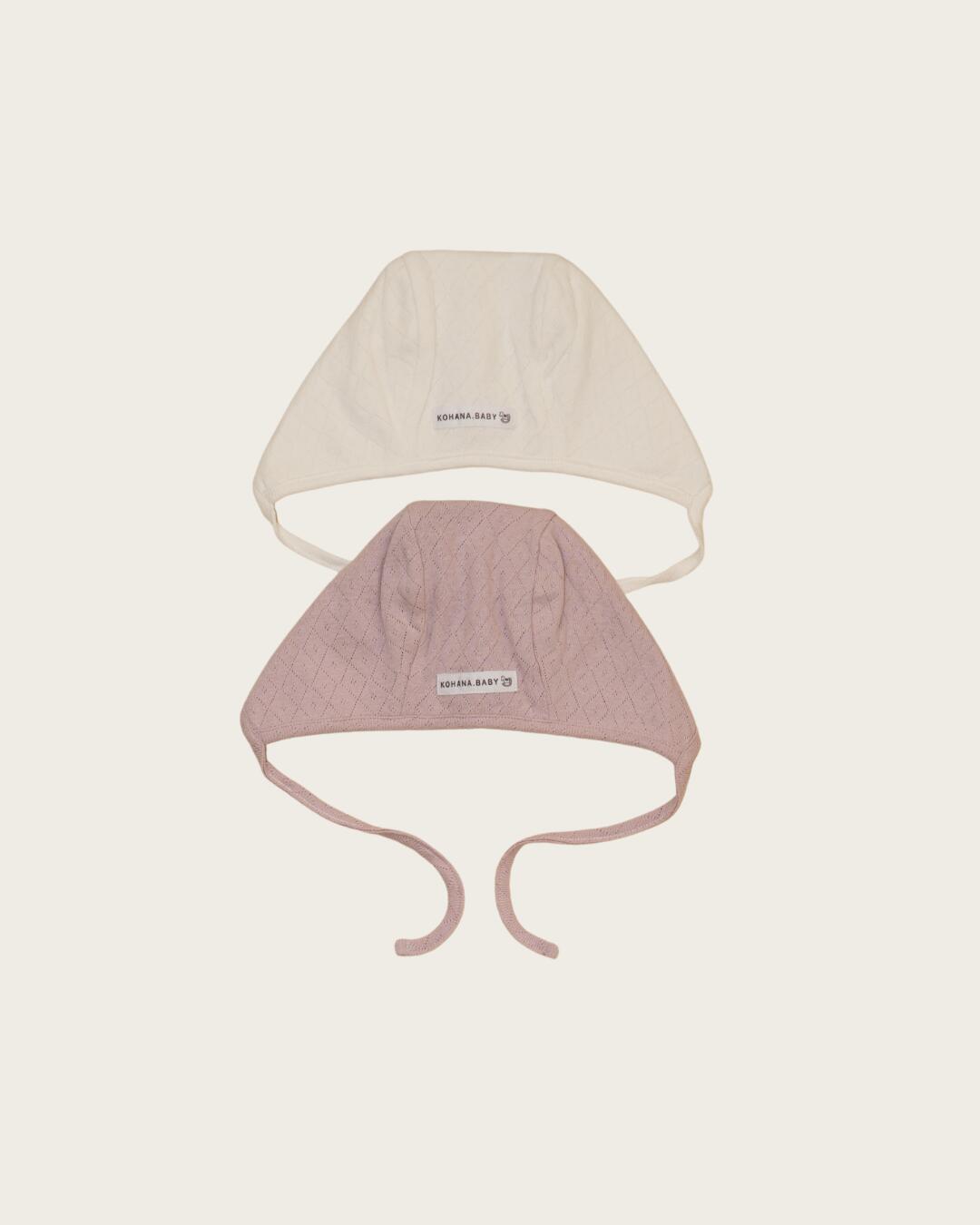 ボンネット ベビー キッズ ベビー帽子 新生児 出産祝い アイレット フライス ネコ 耳 コットン ホワイト コハナベビー