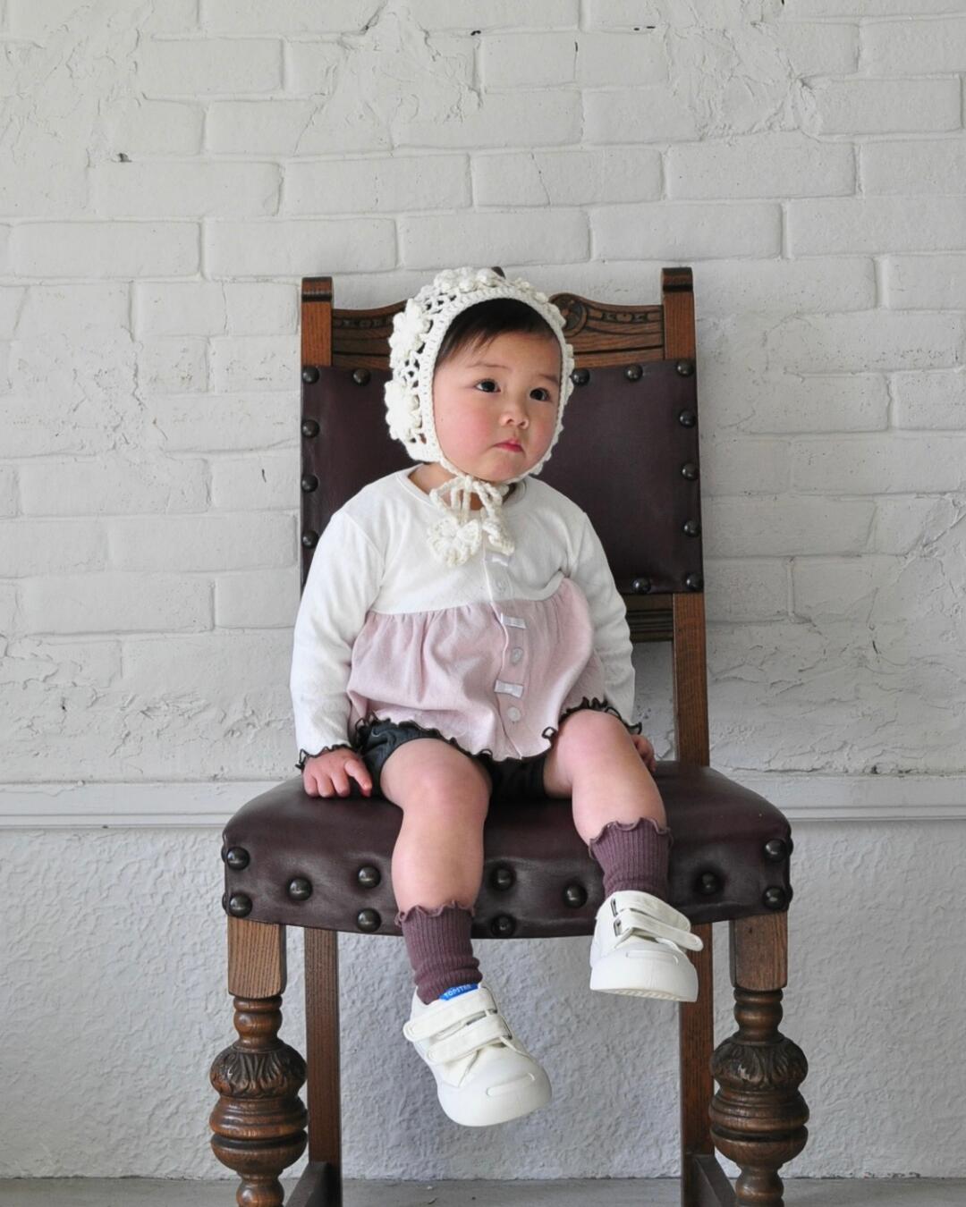 カーディガン ベビー服 羽織り 男の子 女の子 アイレット バイカラー コットン 70 80 90 ピンク コハナベビー