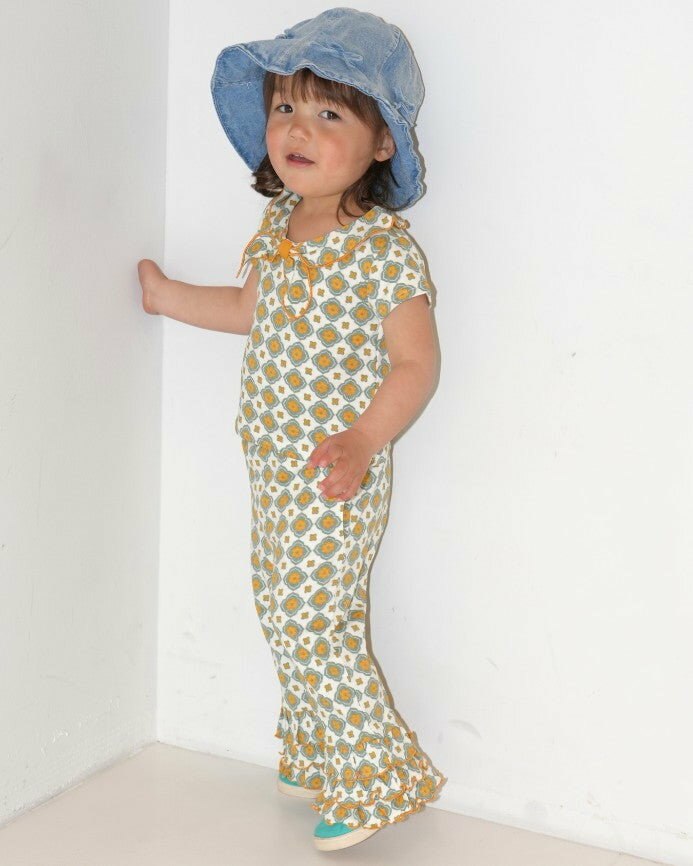 パンツ ベビー服 キッズ ズボン 男の子 女の子 ヴィンテージ タイル フリル コットン 80 90 100 110 120 コハナベビー
