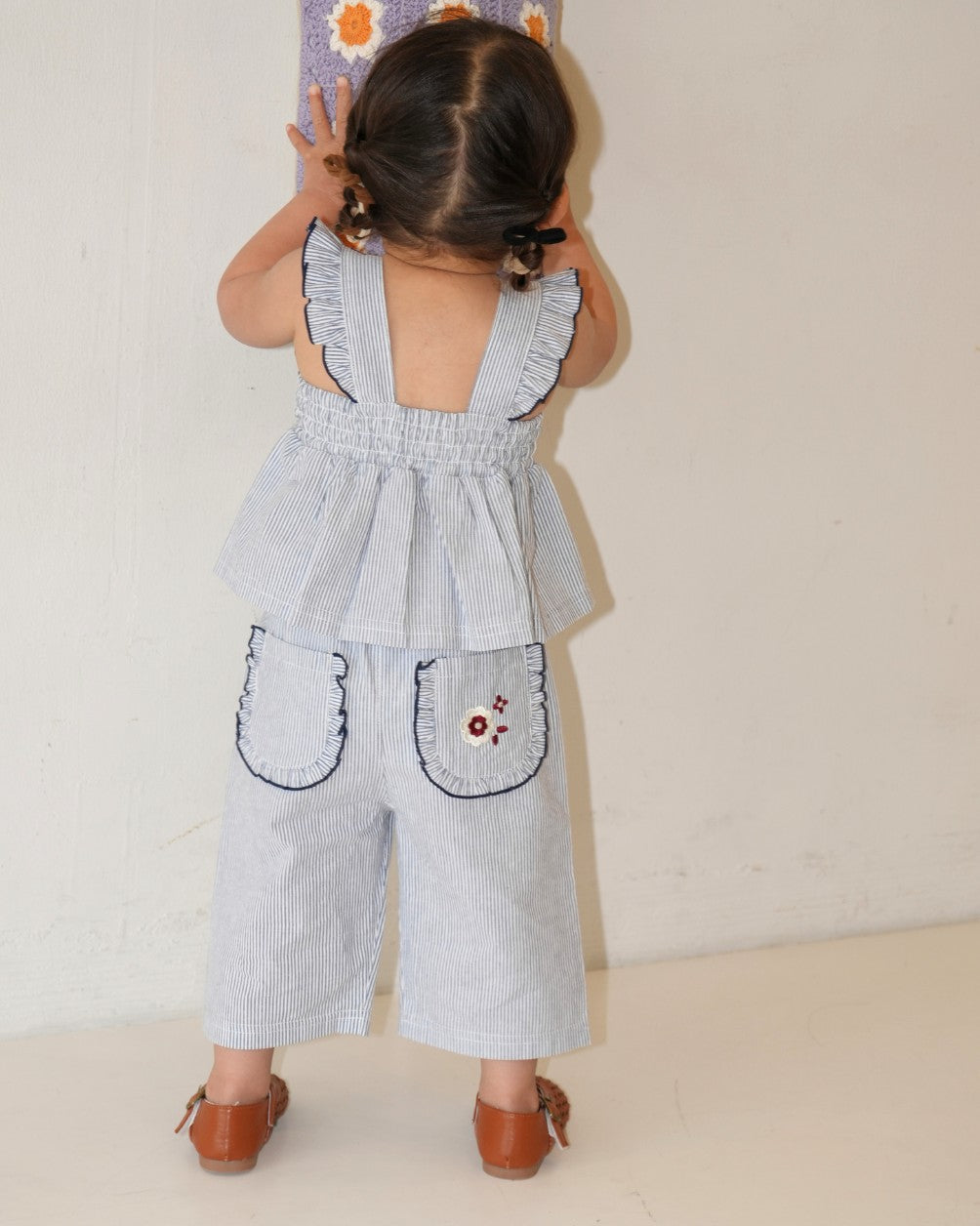 パンツ ベビー服 キッズ ズボン 男の子 女の子 刺繍 ストライプ コットン 80 90 100 110 120 コハナベビー