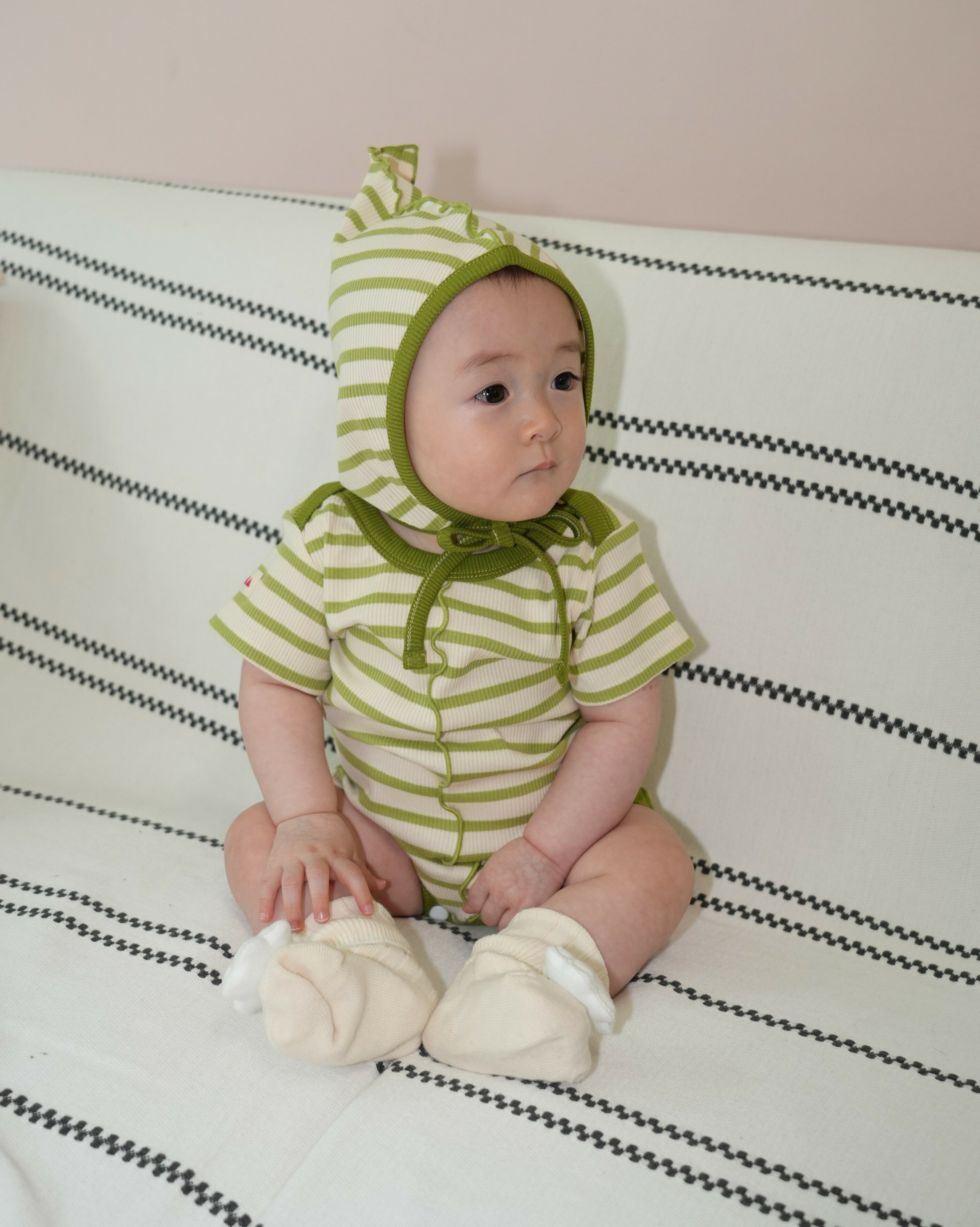 ロンパース ベビー服 新生児 出産祝い ギフト ストライプ メロウ コットン 60 70 80 コハナベビー