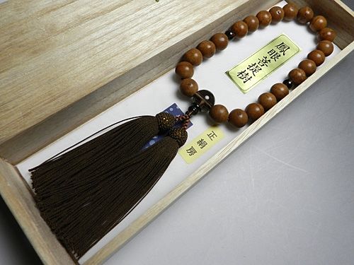 男性用のお数珠 鳳眼菩提樹 22玉 茶水晶仕立て 焦茶房