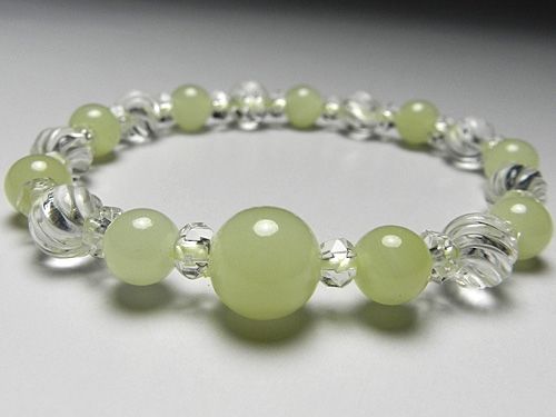 グリーンオニキス7mm玉 水晶スパイラルカット仕立て