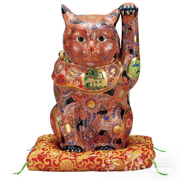 九谷焼 12号招き猫 盛 布団付