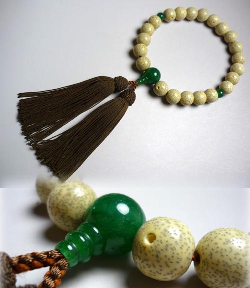 男性用のお数珠 星月菩提樹 22玉 インド翡翠仕立て 焦茶房