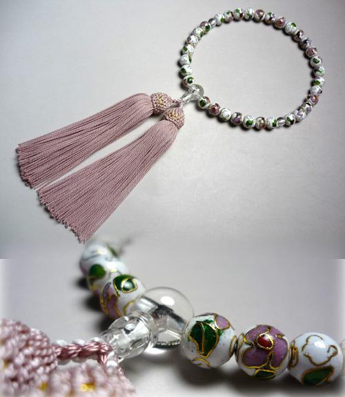 ＼大感謝祭【最大7％OFF】／女性用のお数珠 七宝焼 水晶仕立て