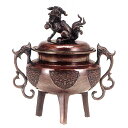 \GW限定!100円OFFクーポン/高岡銅器 香炉 大和型獅子蓋香炉 小 徳色
